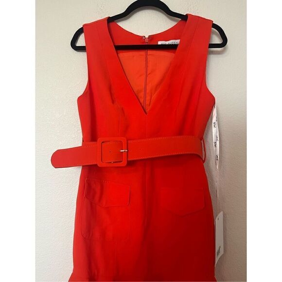 Mac Duggal SLEEVELESS CREPE MINI DRESS WITH BELT AND FRONT POCKETS New NWT - Picture 6 of 12
